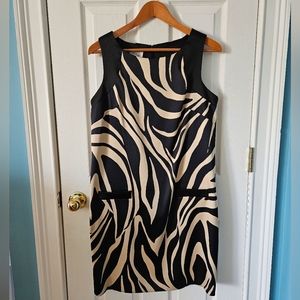3alyx limited dress Size 12 Black Tan Zebra Print Animal Pockets